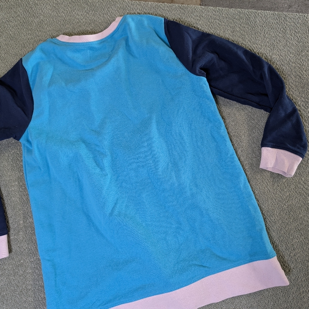 Lands End Colorblock Sweater with Blue and White Accents - Picture 5 of 7